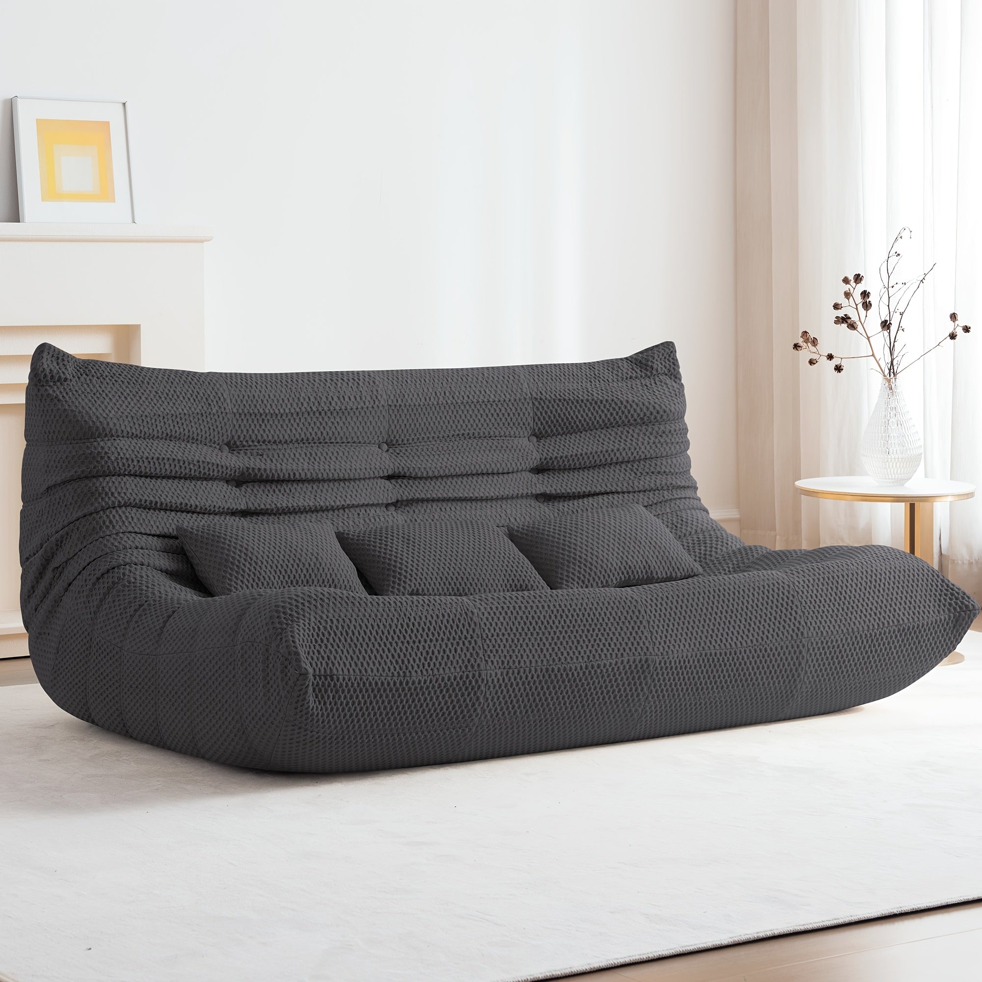 GAVOON Adult Bean Bag Chair - Spacious Bean Bag Featuring Two Cushions, Extra-Large Boneless Chair Made with High-Rebound Memory Foam, Comfortable Floor Sofa Ideal for Reading, Gaming, Living Room, Or Bedroom Use