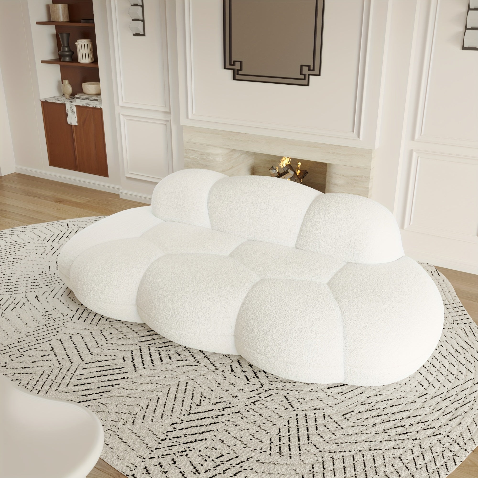 Cloud Shaped Couches for Living Room, Modern Comfy Compressed Sofa, Cloud Shaped Leisure Sofa, Upholstered Couch for Bedroom, Apartment, Small Space (No Installation Required)