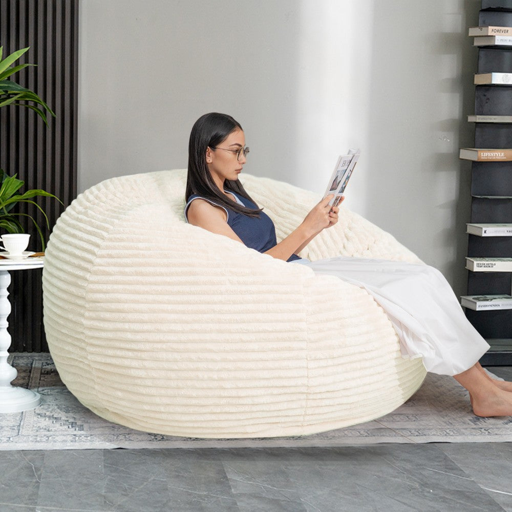 Living Room Bean Bag Chair, Comfy Bean Bag Sofa with Memory Foam, Round Lazy BeanBag Couch for Living Room, Bedroom, Apartment