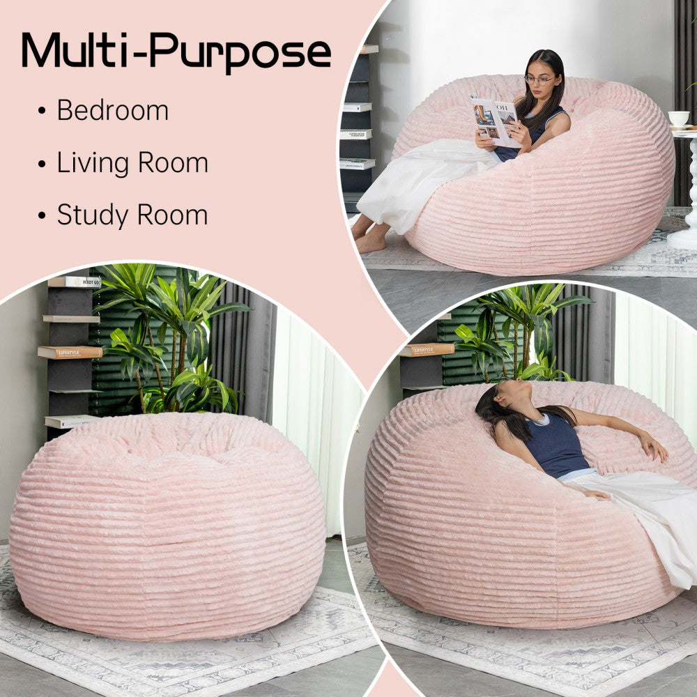 Living Room Bean Bag Chair, Comfy Bean Bag Sofa with Memory Foam, Round Lazy BeanBag Couch for Living Room, Bedroom, Apartment