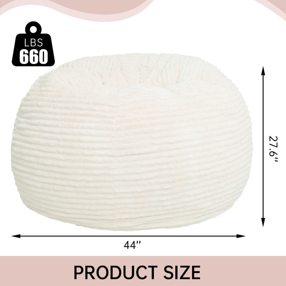 Living Room Bean Bag Chair, Comfy Bean Bag Sofa with Memory Foam, Round Lazy BeanBag Couch for Living Room, Bedroom, Apartment