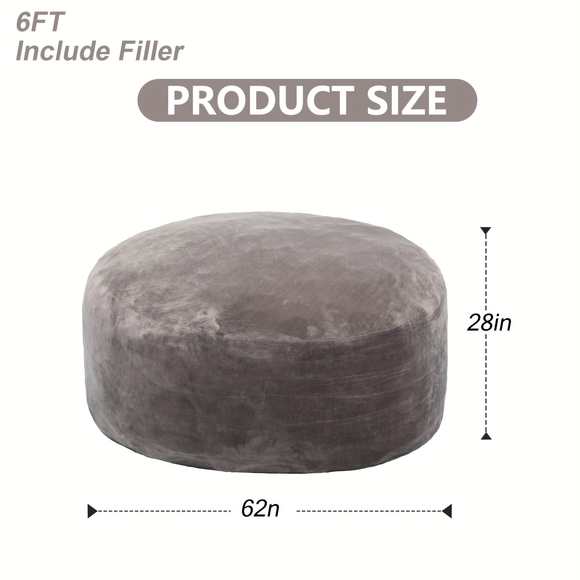 3ft 4ft Bean Bag Chair, 5ft 6ft Giant Bean Bag with Memory Foam Filled Comfy Bean Bag Chairs, for Adults Adult Bean Bag Chair with Dutch Velet Cover for Living Room Bedroom, Apartment, Living Room, Flannel Cover, Machine Washable, Vacuum Packed,