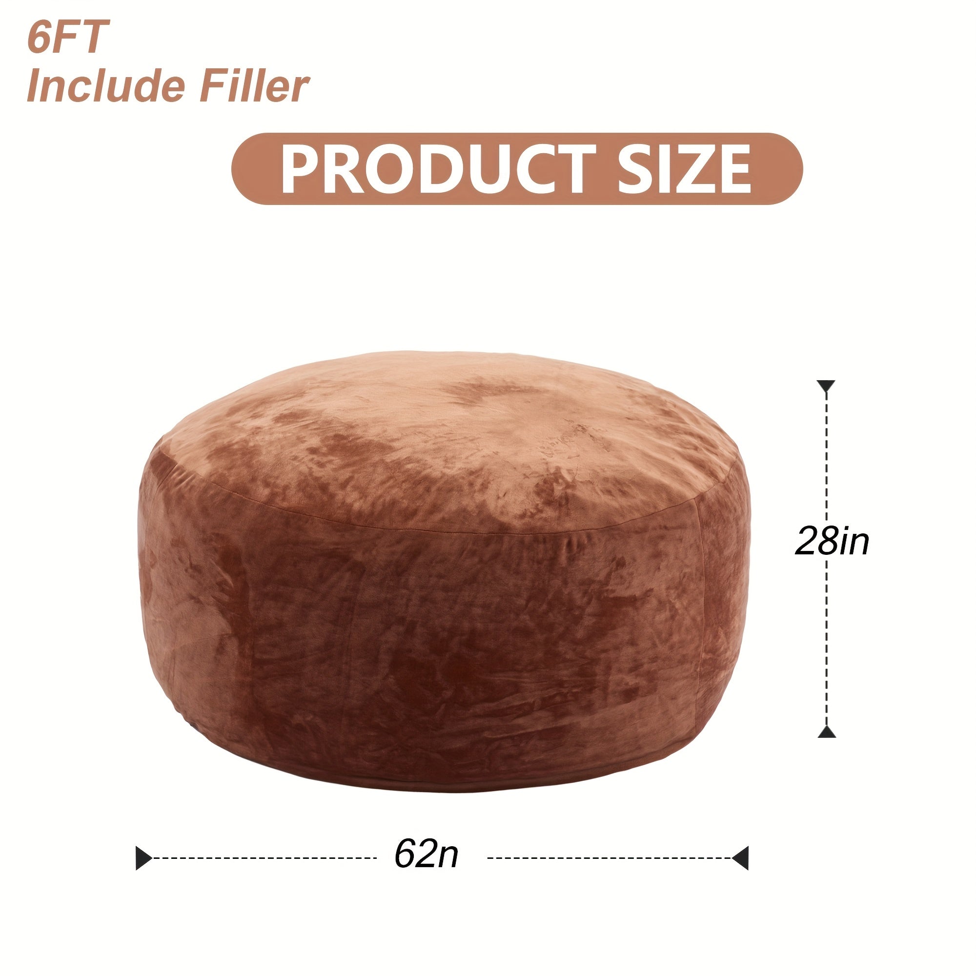 3ft 4ft Bean Bag Chair, 5ft 6ft Giant Bean Bag with Memory Foam Filled Comfy Bean Bag Chairs, for Adults Adult Bean Bag Chair with Dutch Velet Cover for Living Room Bedroom, Apartment, Living Room, Flannel Cover, Machine Washable, Vacuum Packed,