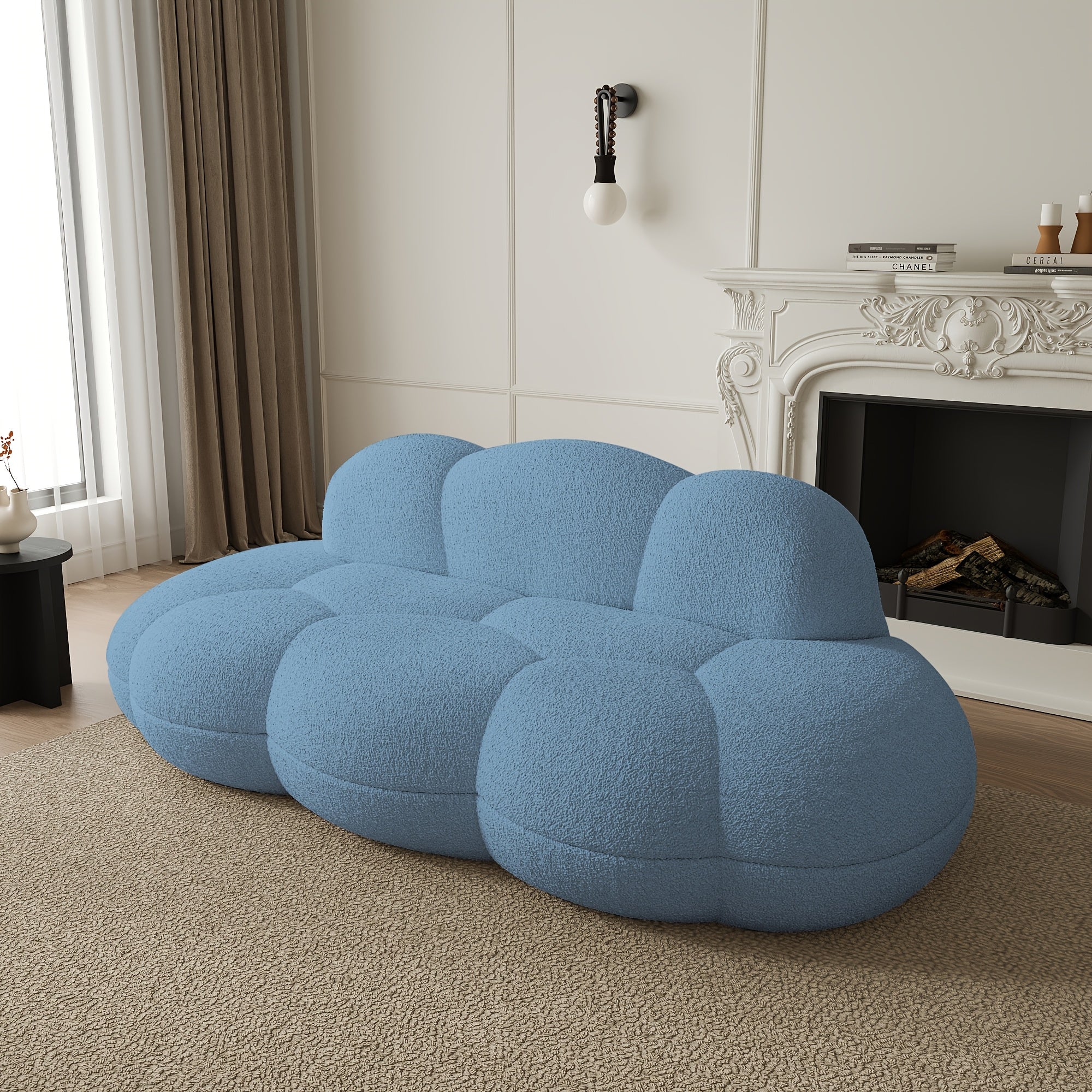 Cloud Shaped Couches for Living Room, Modern Comfy Compressed Sofa, Cloud Shaped Leisure Sofa, Upholstered Couch for Bedroom, Apartment, Small Space (No Installation Required)