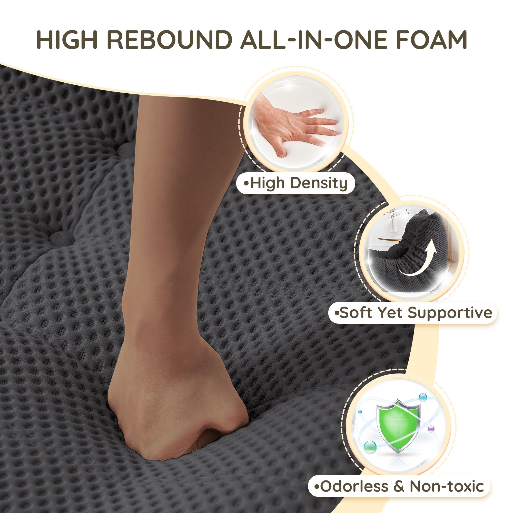 GAVOON Adult Bean Bag Chair - Spacious Bean Bag Featuring Two Cushions, Extra-Large Boneless Chair Made with High-Rebound Memory Foam, Comfortable Floor Sofa Ideal for Reading, Gaming, Living Room, Or Bedroom Use