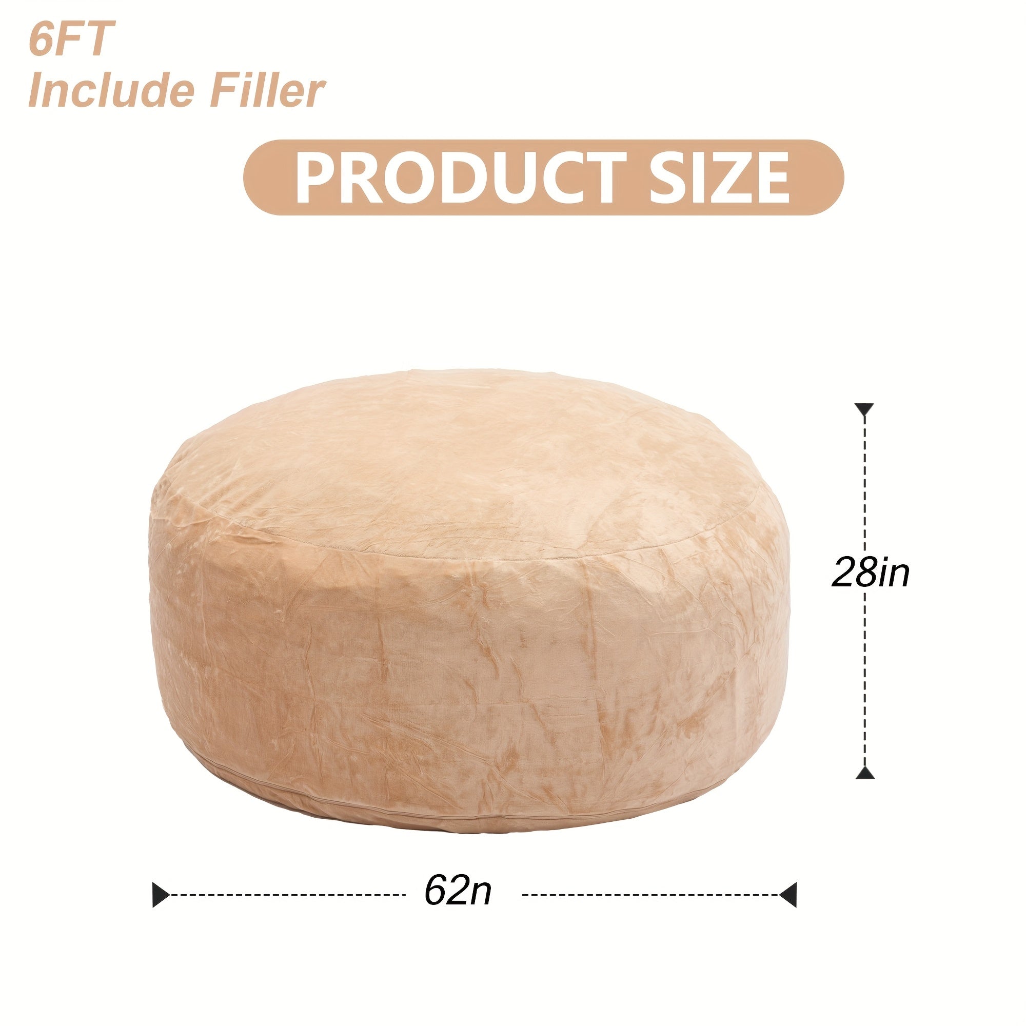3ft 4ft Bean Bag Chair, 5ft 6ft Giant Bean Bag with Memory Foam Filled Comfy Bean Bag Chairs, for Adults Adult Bean Bag Chair with Dutch Velet Cover for Living Room Bedroom, Apartment, Living Room, Flannel Cover, Machine Washable, Vacuum Packed,