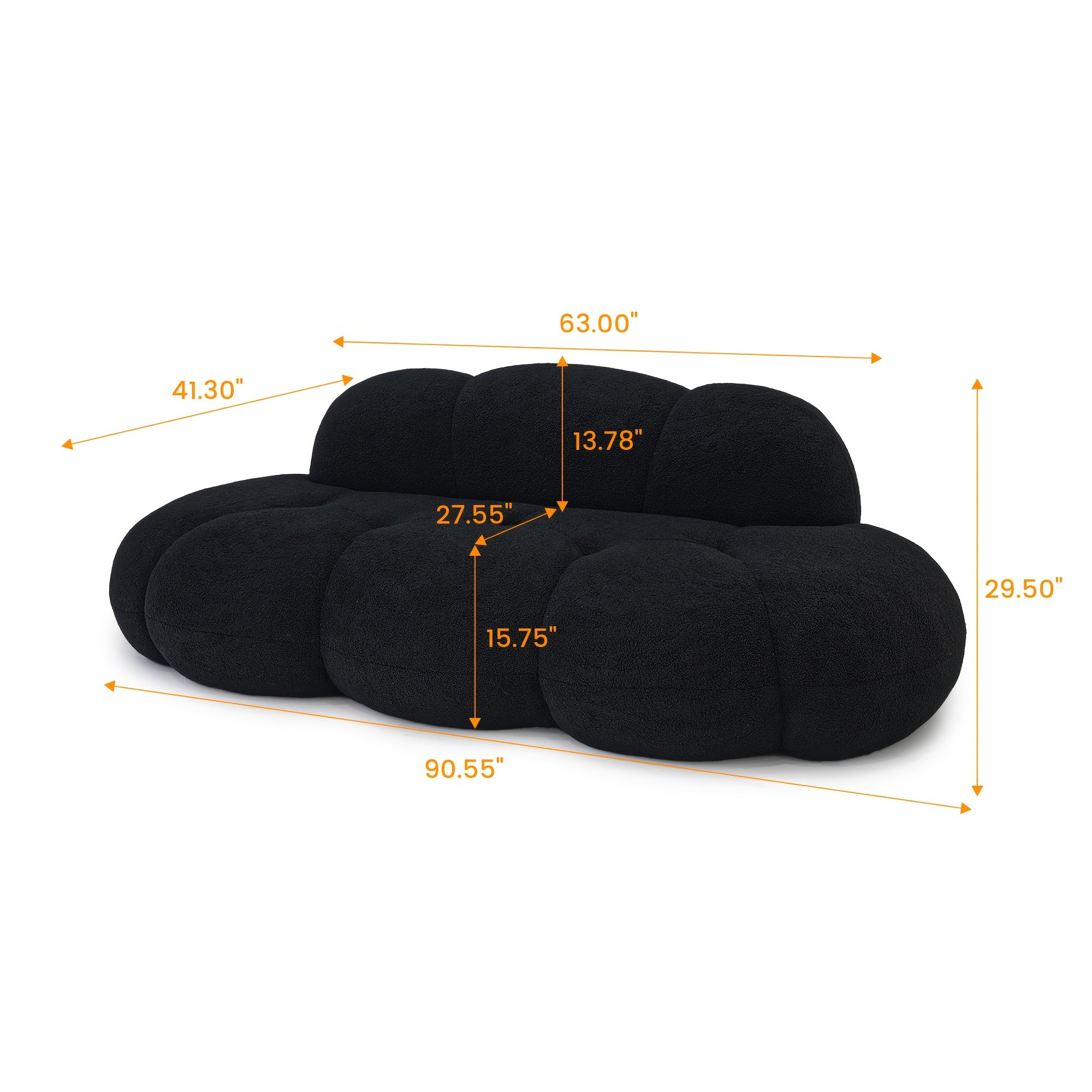 Cloud Shaped Couches for Living Room, Modern Comfy Compressed Sofa, Cloud Shaped Leisure Sofa, Upholstered Couch for Bedroom, Apartment, Small Space (No Installation Required)