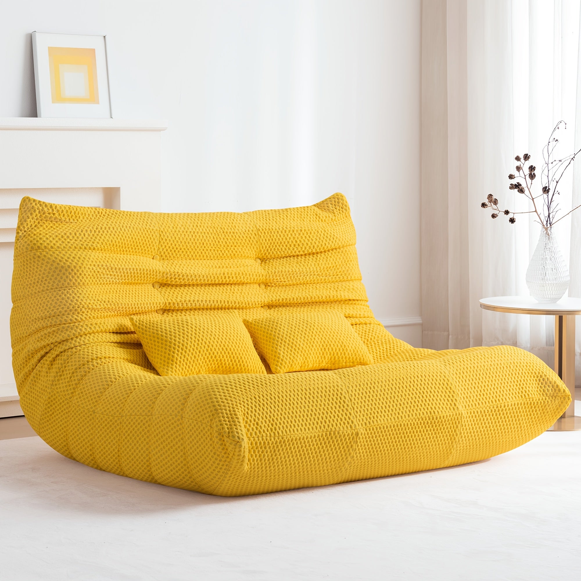GAVOON Adult Bean Bag Chair - Spacious Bean Bag Featuring Two Cushions, Extra-Large Boneless Chair Made with High-Rebound Memory Foam, Comfortable Floor Sofa Ideal for Reading, Gaming, Living Room, Or Bedroom Use