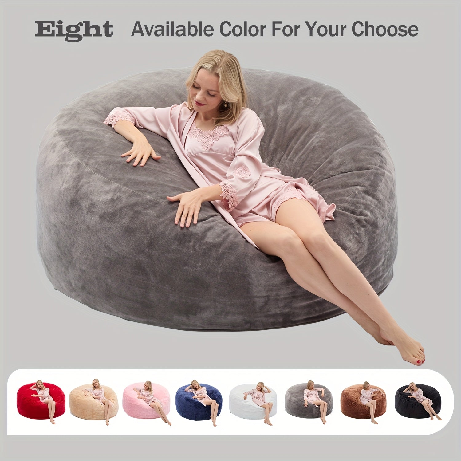 3ft 4ft Bean Bag Chair, 5ft 6ft Giant Bean Bag with Memory Foam Filled Comfy Bean Bag Chairs, for Adults Adult Bean Bag Chair with Dutch Velet Cover for Living Room Bedroom, Apartment, Living Room, Flannel Cover, Machine Washable, Vacuum Packed,