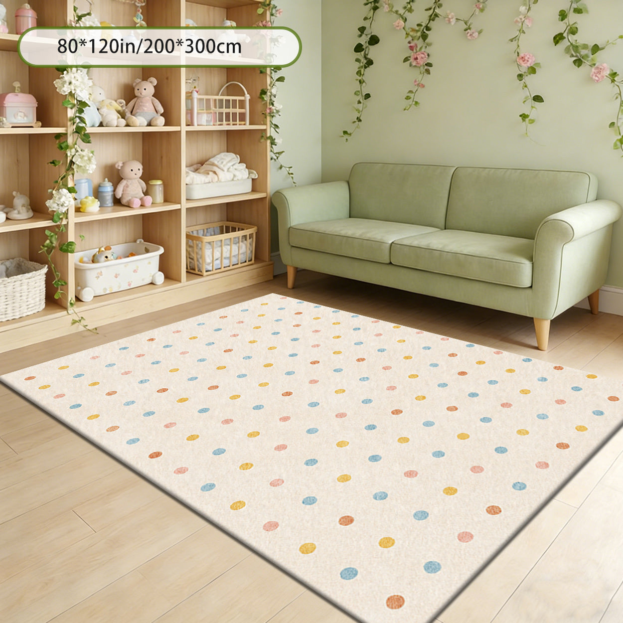 Suitable for Nursery, Playroom & Crawling Mat - Non-Slip Backing Carpet with Soft Covering, Machine Washable for Boys & Girls Bedrooms, Classrooms, Jumbo Sizes Available ( Nursery Mat)