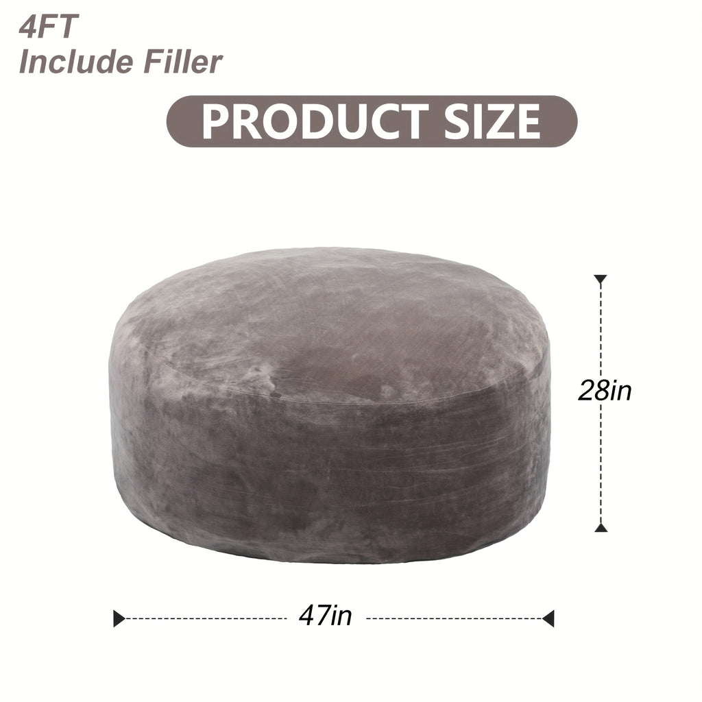 3ft 4ft Bean Bag Chair, 5ft 6ft Giant Bean Bag with Memory Foam Filled Comfy Bean Bag Chairs, for Adults Adult Bean Bag Chair with Dutch Velet Cover for Living Room Bedroom, Apartment, Living Room, Flannel Cover, Machine Washable, Vacuum Packed,