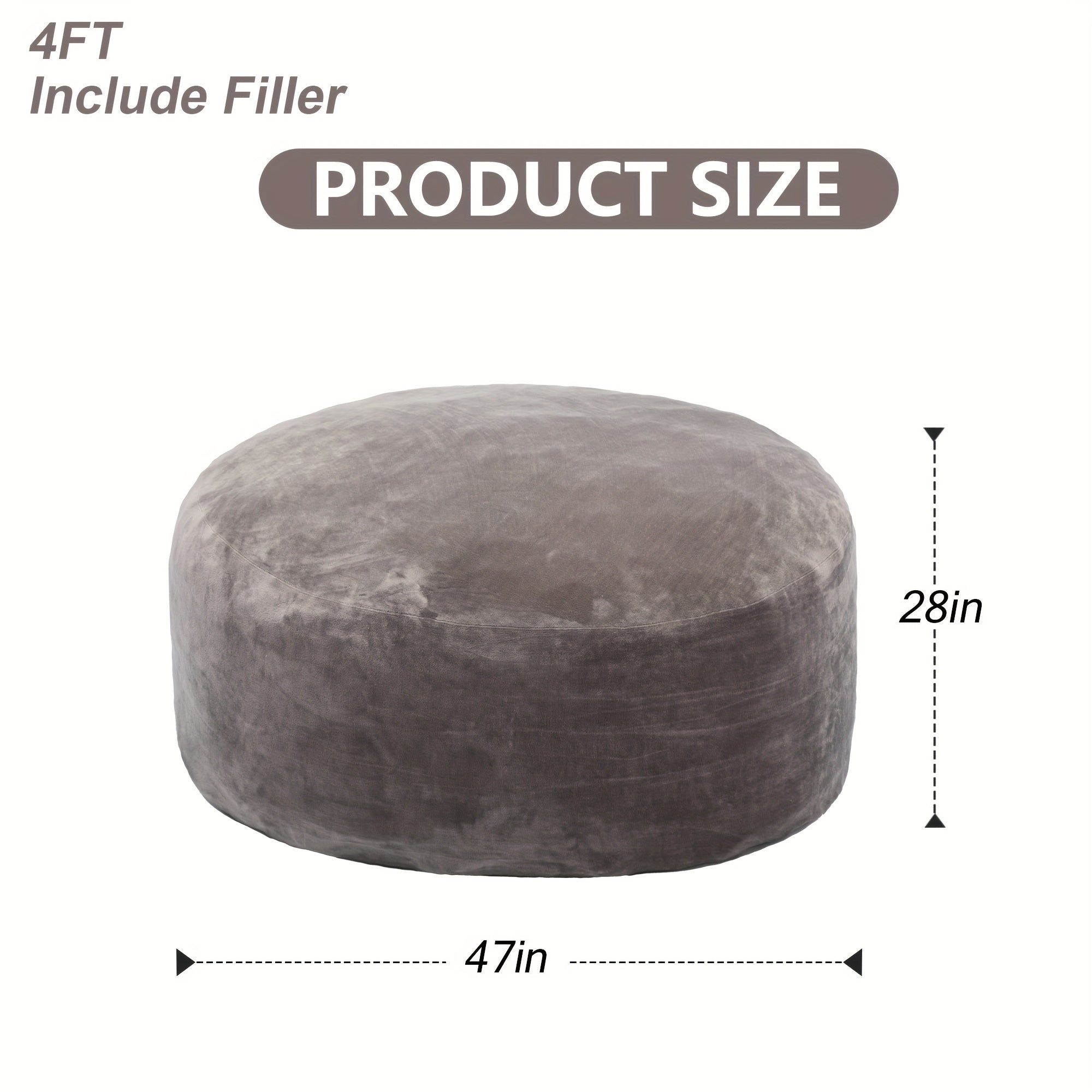 3ft 4ft Bean Bag Chair, 5ft 6ft Giant Bean Bag with Memory Foam Filled Comfy Bean Bag Chairs, for Adults Adult Bean Bag Chair with Dutch Velet Cover for Living Room Bedroom, Apartment, Living Room, Flannel Cover, Machine Washable, Vacuum Packed,