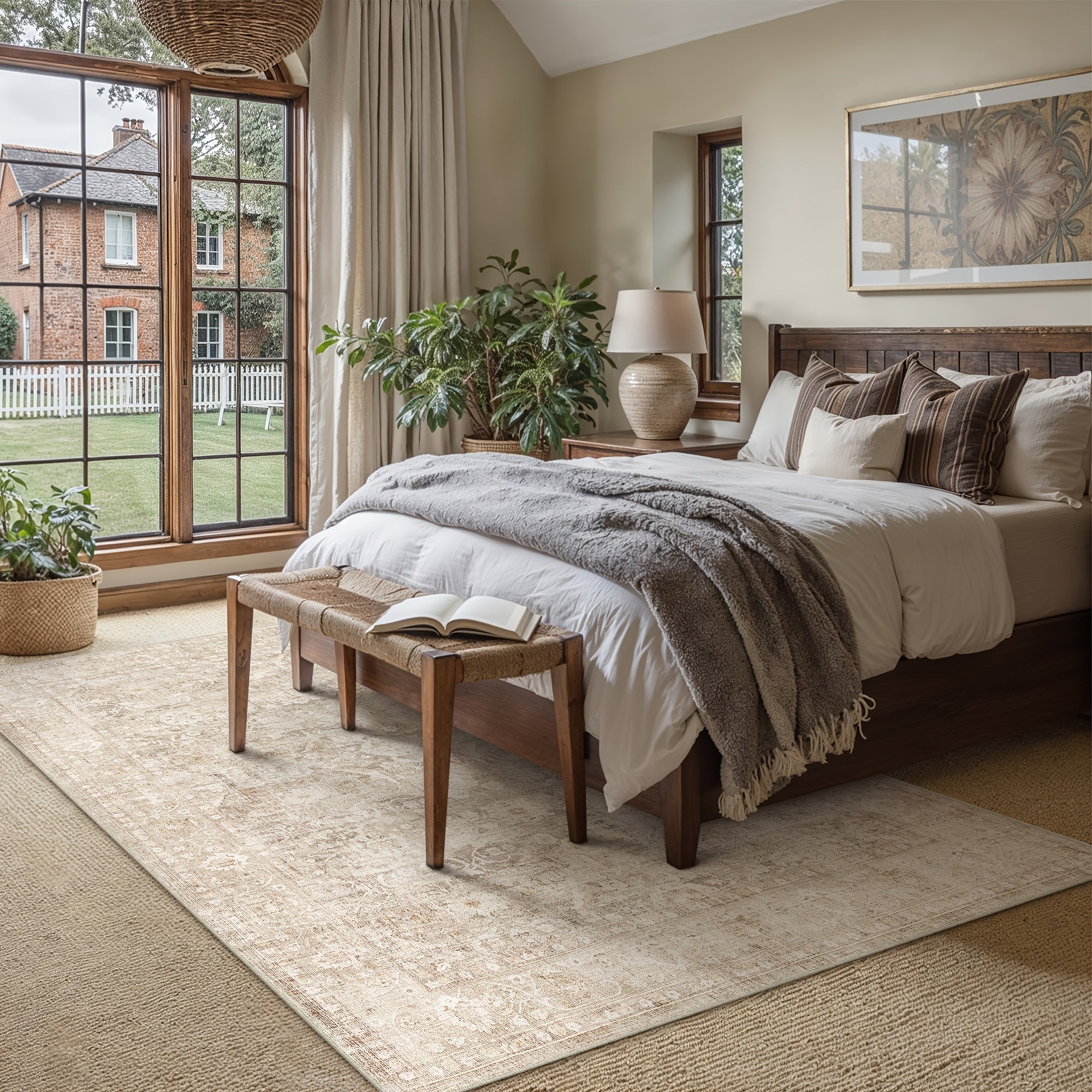 Super Soft Retro Persian-style Rug, Non-slip Backing, Machine Washable Low-pile Printed Rug, Available In Multiple Sizes, Beige\u002Fblue\u002Fbrown, Cozy Home Decor, Mat, Carpet