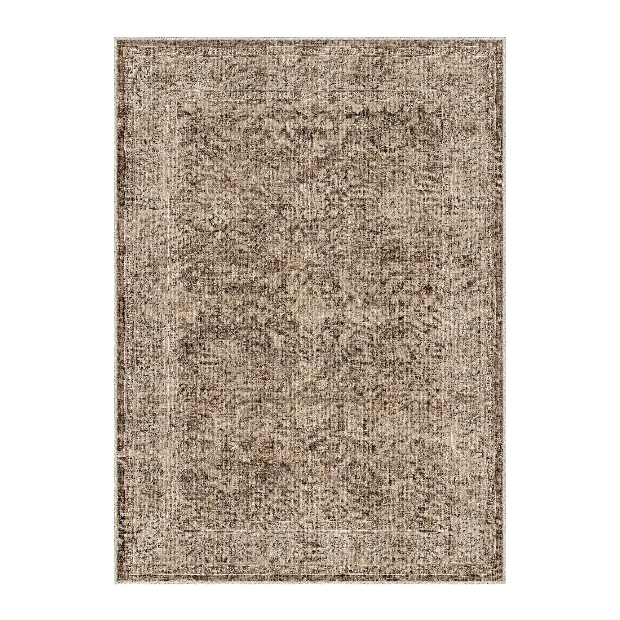 Super Soft Retro Persian-style Rug, Non-slip Backing, Machine Washable Low-pile Printed Rug, Available In Multiple Sizes, Beige\u002Fblue\u002Fbrown, Cozy Home Decor, Mat, Carpet