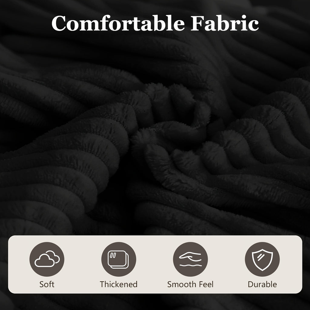 Cozy Corduroy Bean Bag Chair with Footrest - Soft Foam-Filled Lazy Sofa Suitable for Adults &, Corduroy Upholstery Accent Chair for \u002FOutdoor Use, Striped Modern for Living Room, Bedroom, Game Room (Black\u002Fwhite)