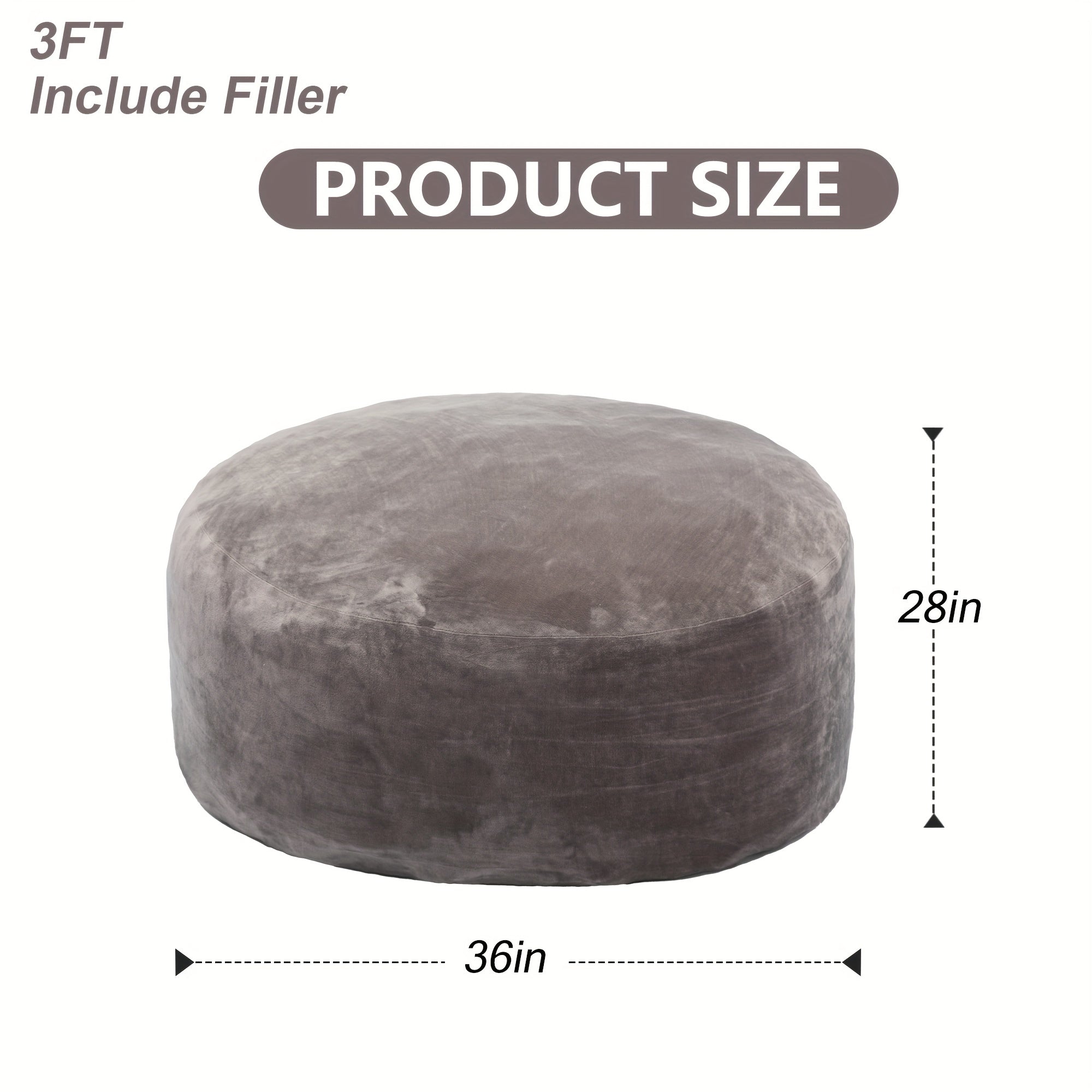 3ft 4ft Bean Bag Chair, 5ft 6ft Giant Bean Bag with Memory Foam Filled Comfy Bean Bag Chairs, for Adults Adult Bean Bag Chair with Dutch Velet Cover for Living Room Bedroom, Apartment, Living Room, Flannel Cover, Machine Washable, Vacuum Packed,