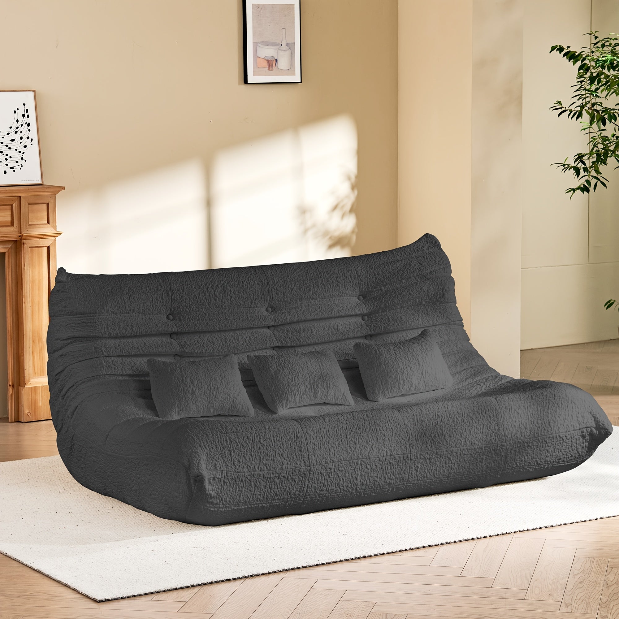 GAVOON Adult Bean Bag Chair - Spacious Bean Bag Featuring Two Cushions, Extra-Large Boneless Chair Made with High-Rebound Memory Foam, Comfortable Floor Sofa Ideal for Reading, Gaming, Living Room, Or Bedroom Use