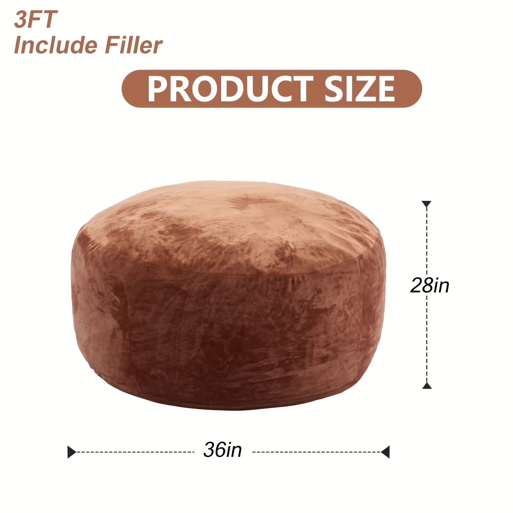 3ft 4ft Bean Bag Chair, 5ft 6ft Giant Bean Bag with Memory Foam Filled Comfy Bean Bag Chairs, for Adults Adult Bean Bag Chair with Dutch Velet Cover for Living Room Bedroom, Apartment, Living Room, Flannel Cover, Machine Washable, Vacuum Packed,