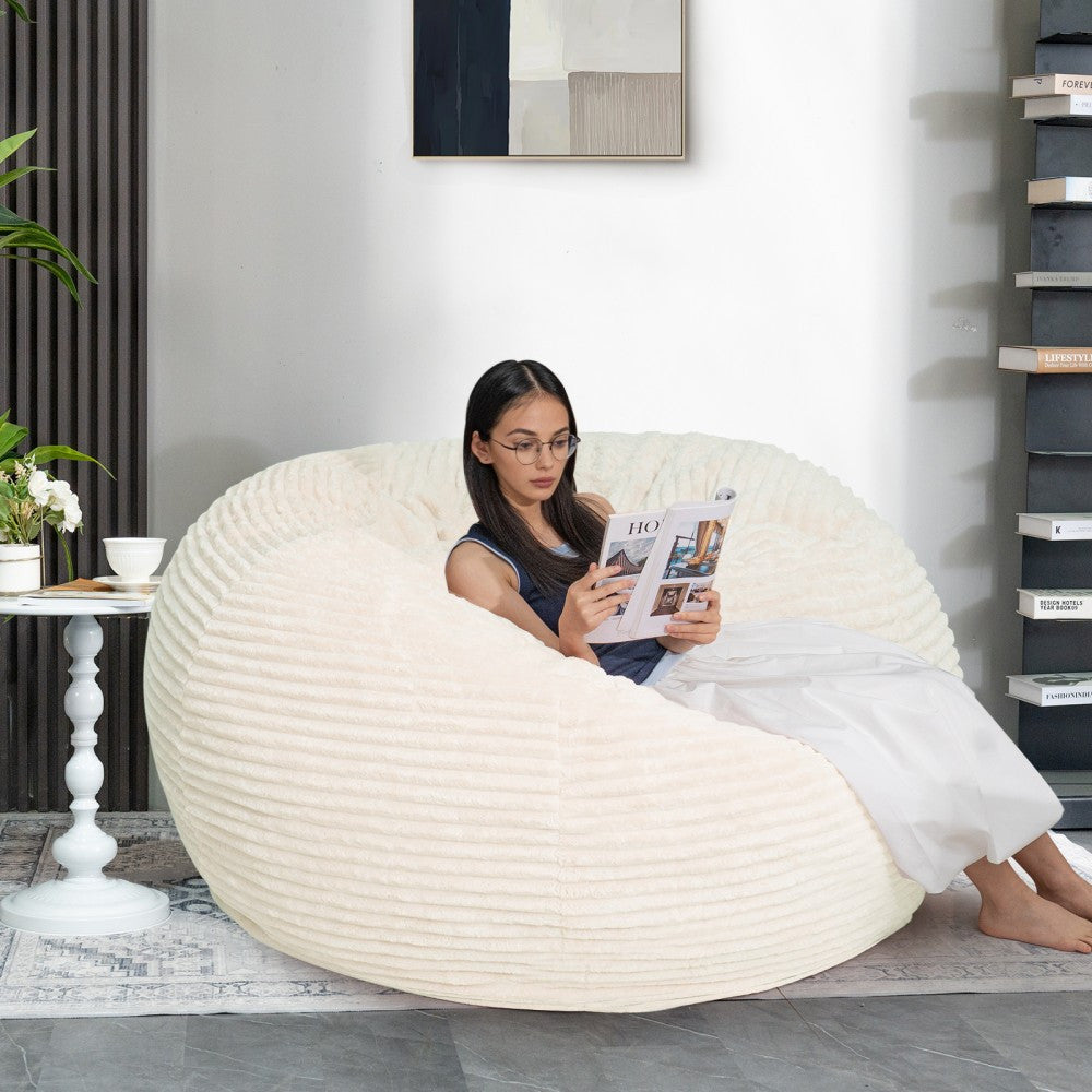 Living Room Bean Bag Chair, Comfy Bean Bag Sofa with Memory Foam, Round Lazy BeanBag Couch for Living Room, Bedroom, Apartment