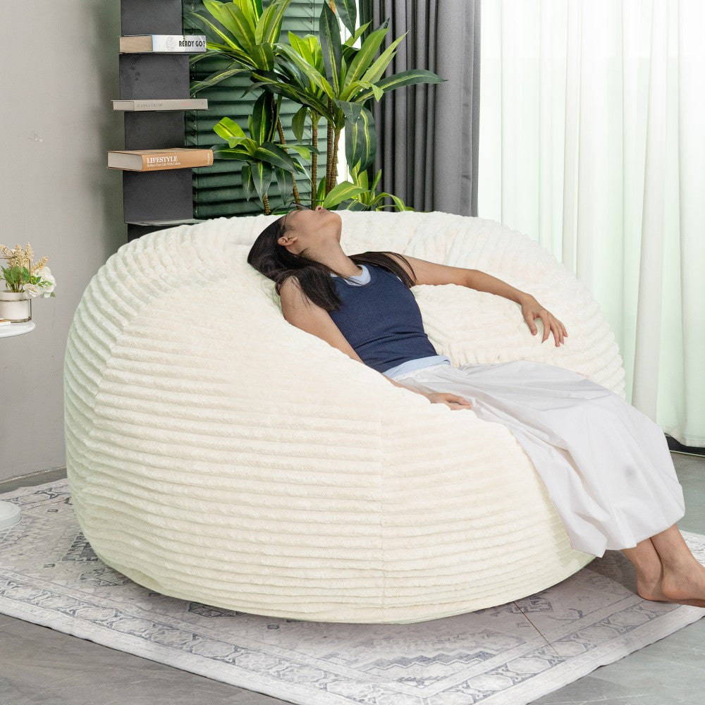 Living Room Bean Bag Chair, Comfy Bean Bag Sofa with Memory Foam, Round Lazy BeanBag Couch for Living Room, Bedroom, Apartment