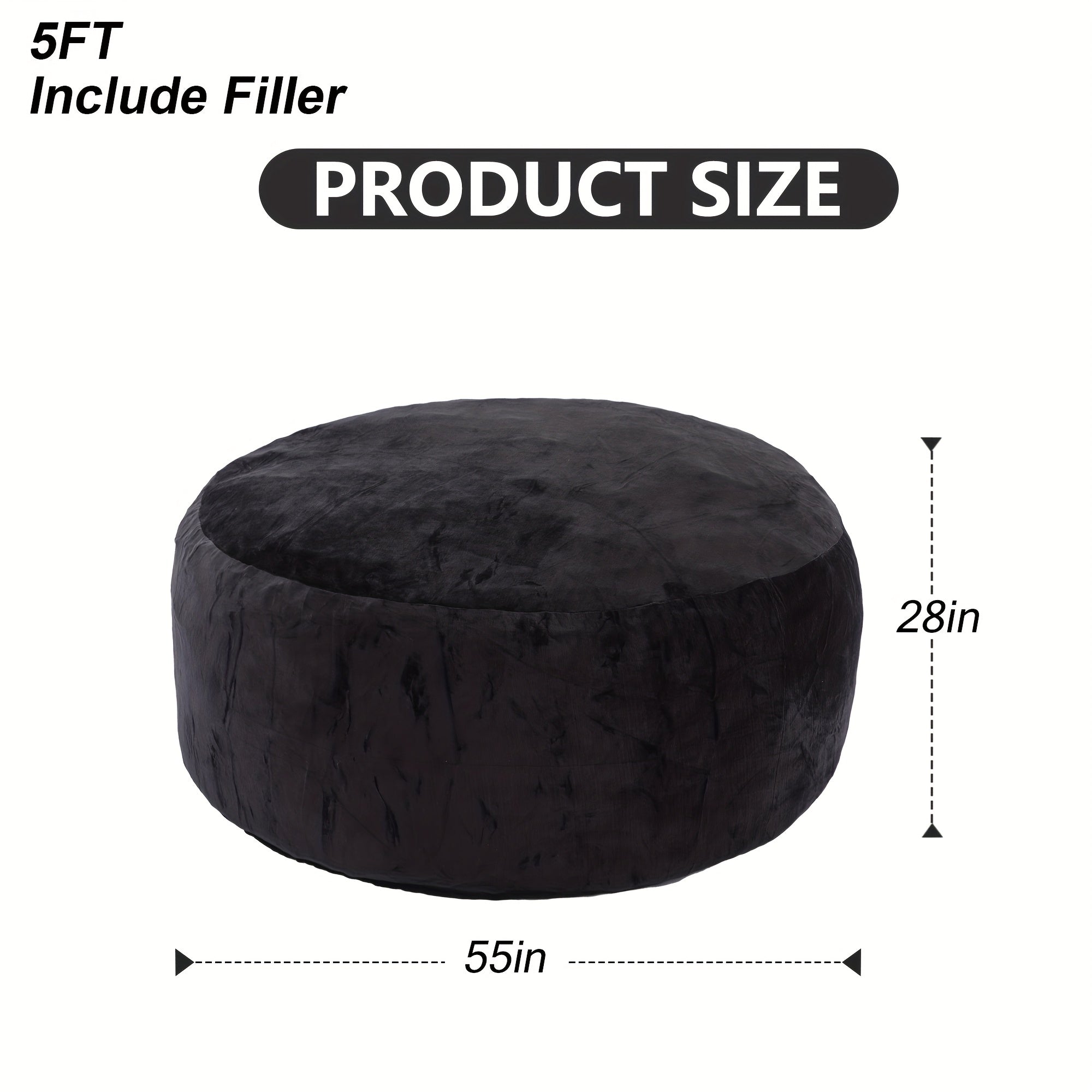 3ft 4ft Bean Bag Chair, 5ft 6ft Giant Bean Bag with Memory Foam Filled Comfy Bean Bag Chairs, for Adults Adult Bean Bag Chair with Dutch Velet Cover for Living Room Bedroom, Apartment, Living Room, Flannel Cover, Machine Washable, Vacuum Packed,