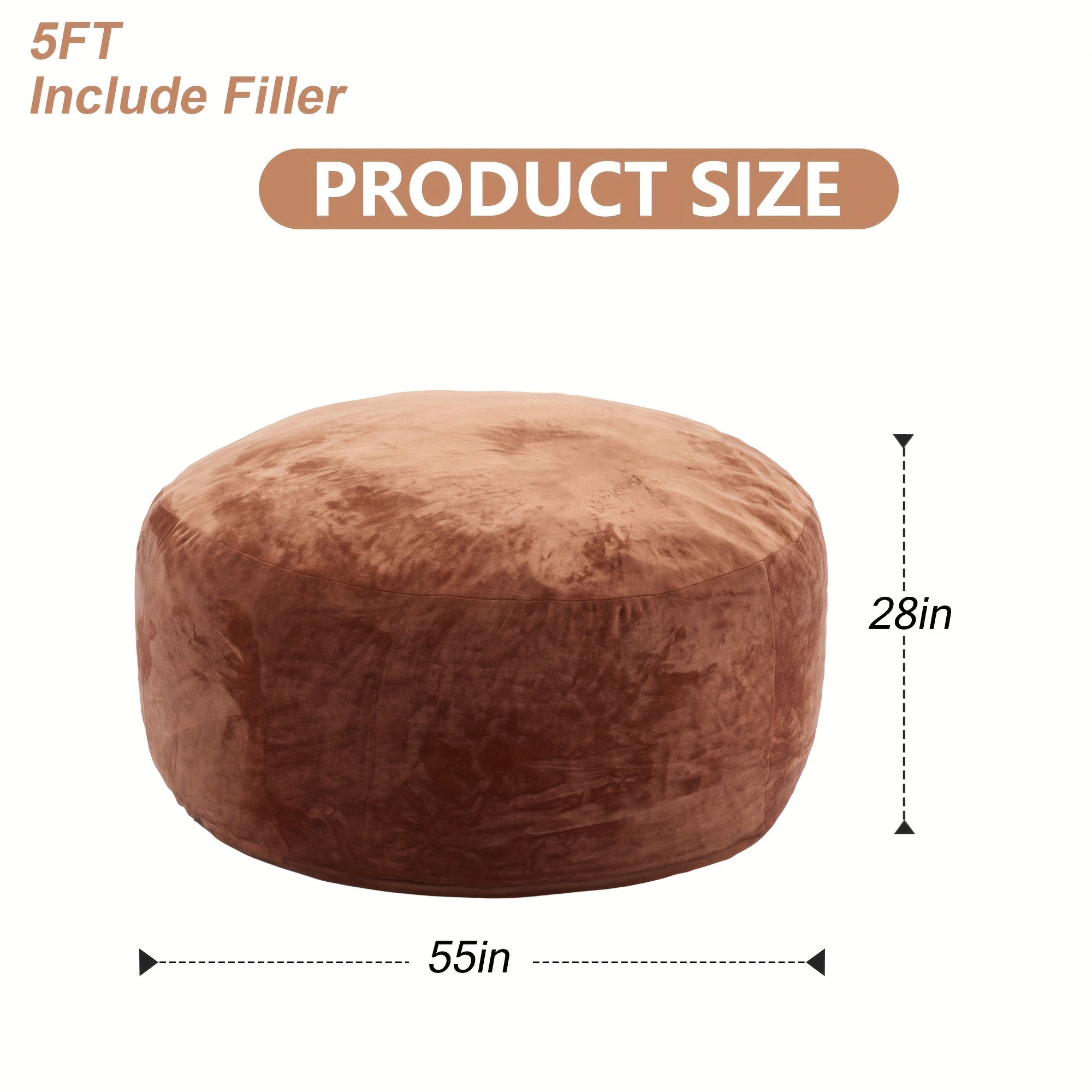 3ft 4ft Bean Bag Chair, 5ft 6ft Giant Bean Bag with Memory Foam Filled Comfy Bean Bag Chairs, for Adults Adult Bean Bag Chair with Dutch Velet Cover for Living Room Bedroom, Apartment, Living Room, Flannel Cover, Machine Washable, Vacuum Packed,