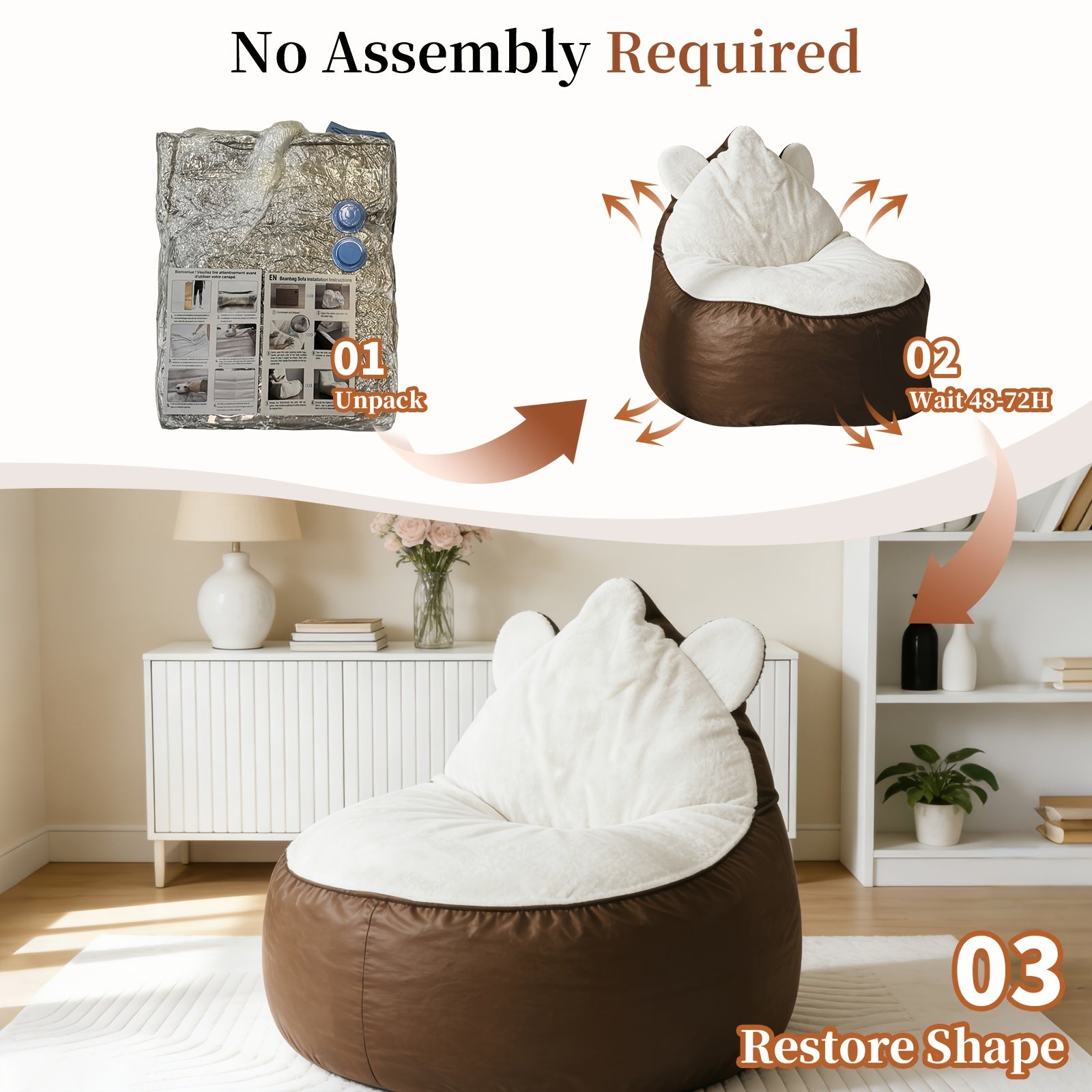 Cute Mouse-shaped Lazy Sofa, Soft Plush Bean Bag Chair, Suitable for Bedrooms And Living Rooms, Comfortable Floor Cushion Seat, Ideal for Reading, Gaming, And Napping, Modern Home Decoration Furniture, Can Be Used As A Holiday Gift