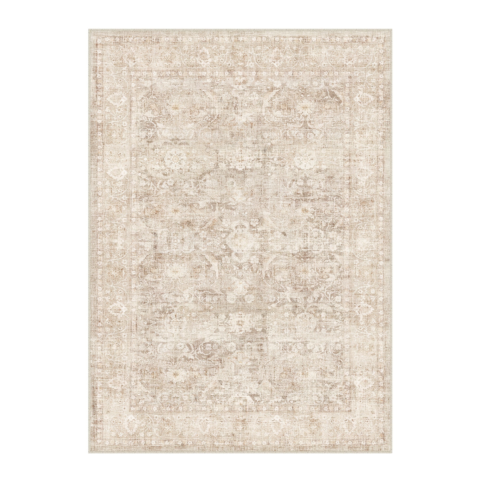 Super Soft Retro Persian-style Rug, Non-slip Backing, Machine Washable Low-pile Printed Rug, Available In Multiple Sizes, Beige\u002Fblue\u002Fbrown, Cozy Home Decor, Mat, Carpet