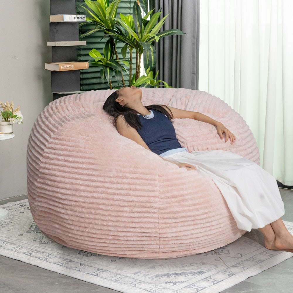 Living Room Bean Bag Chair, Comfy Bean Bag Sofa with Memory Foam, Round Lazy BeanBag Couch for Living Room, Bedroom, Apartment