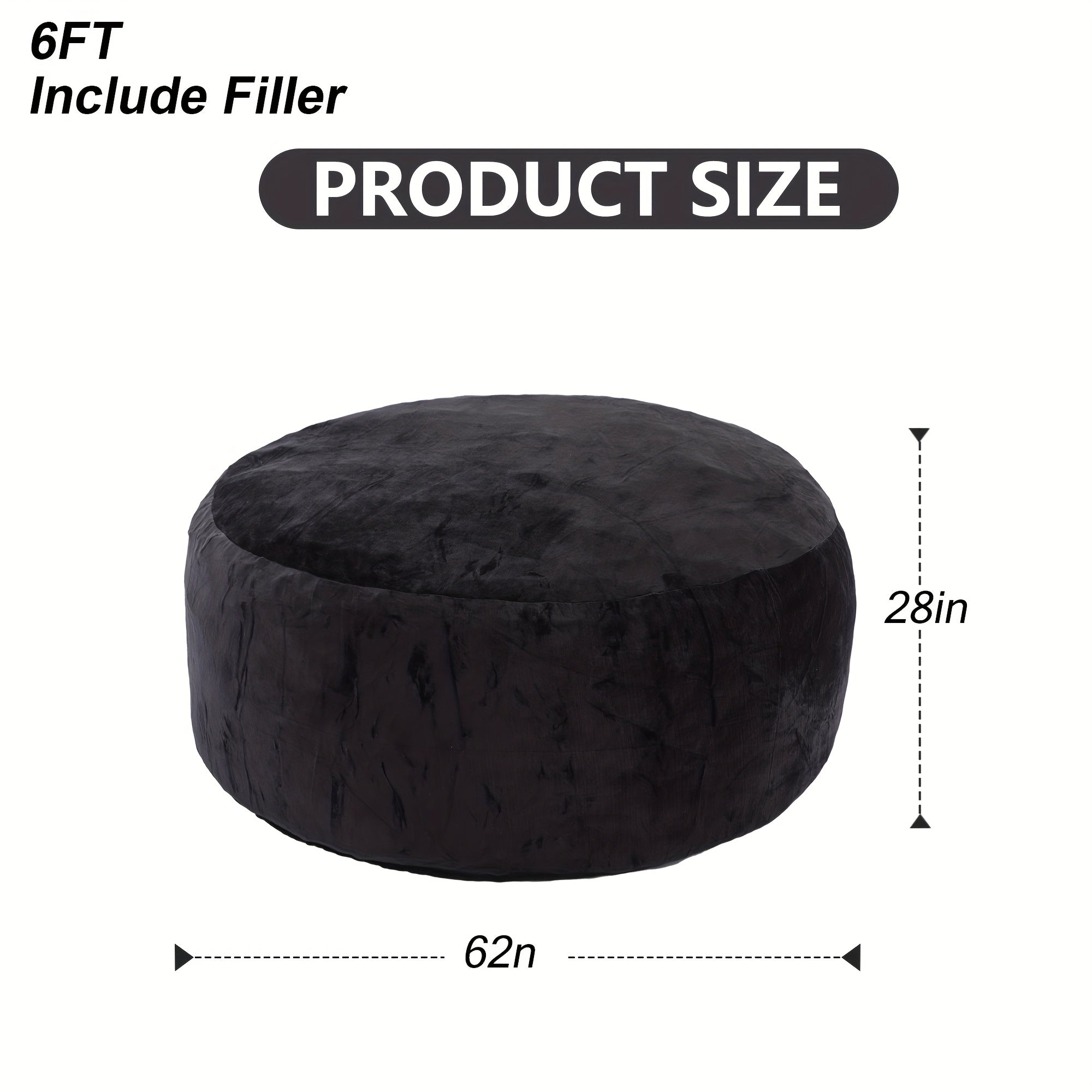 3ft 4ft Bean Bag Chair, 5ft 6ft Giant Bean Bag with Memory Foam Filled Comfy Bean Bag Chairs, for Adults Adult Bean Bag Chair with Dutch Velet Cover for Living Room Bedroom, Apartment, Living Room, Flannel Cover, Machine Washable, Vacuum Packed,