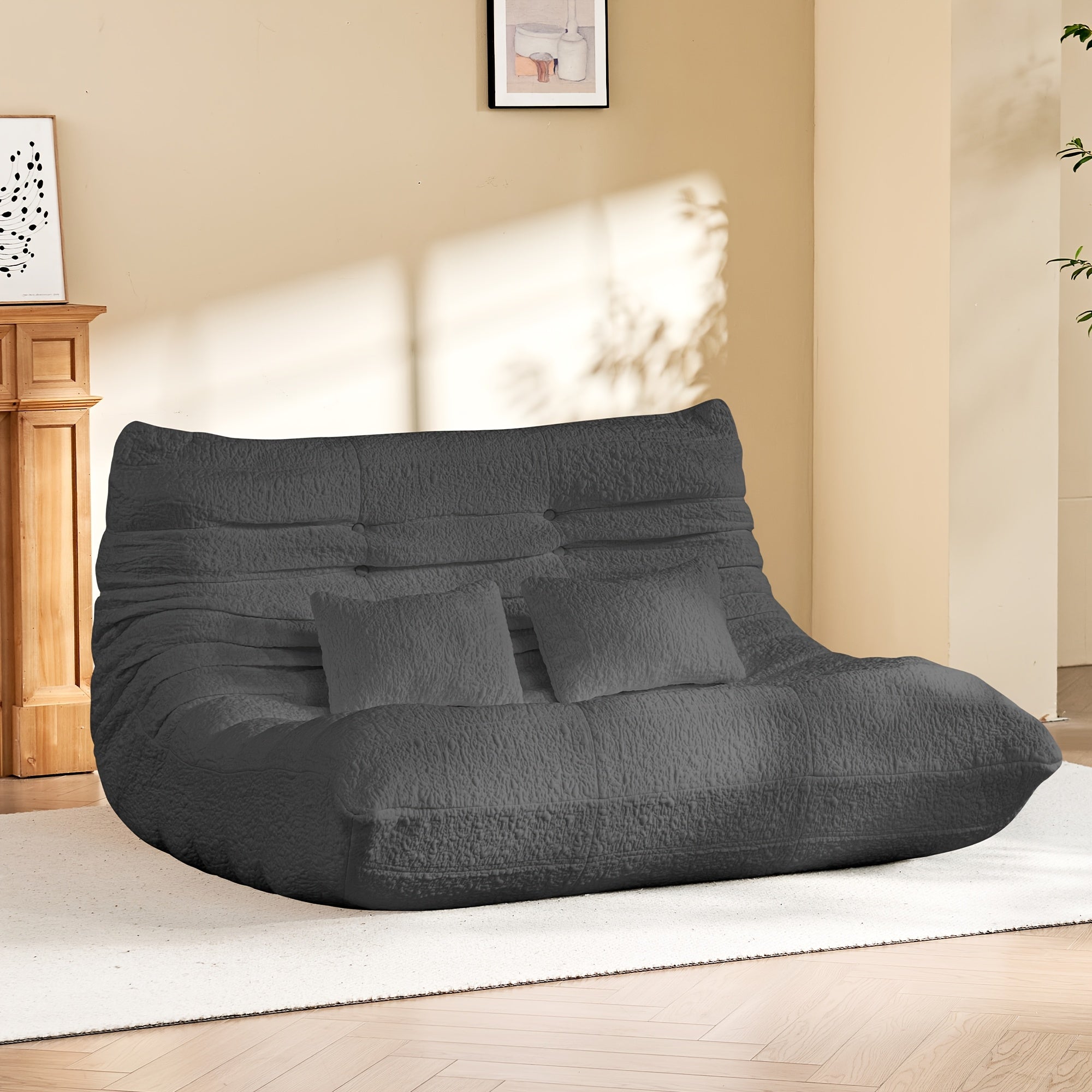 GAVOON Adult Bean Bag Chair - Spacious Bean Bag Featuring Two Cushions, Extra-Large Boneless Chair Made with High-Rebound Memory Foam, Comfortable Floor Sofa Ideal for Reading, Gaming, Living Room, Or Bedroom Use