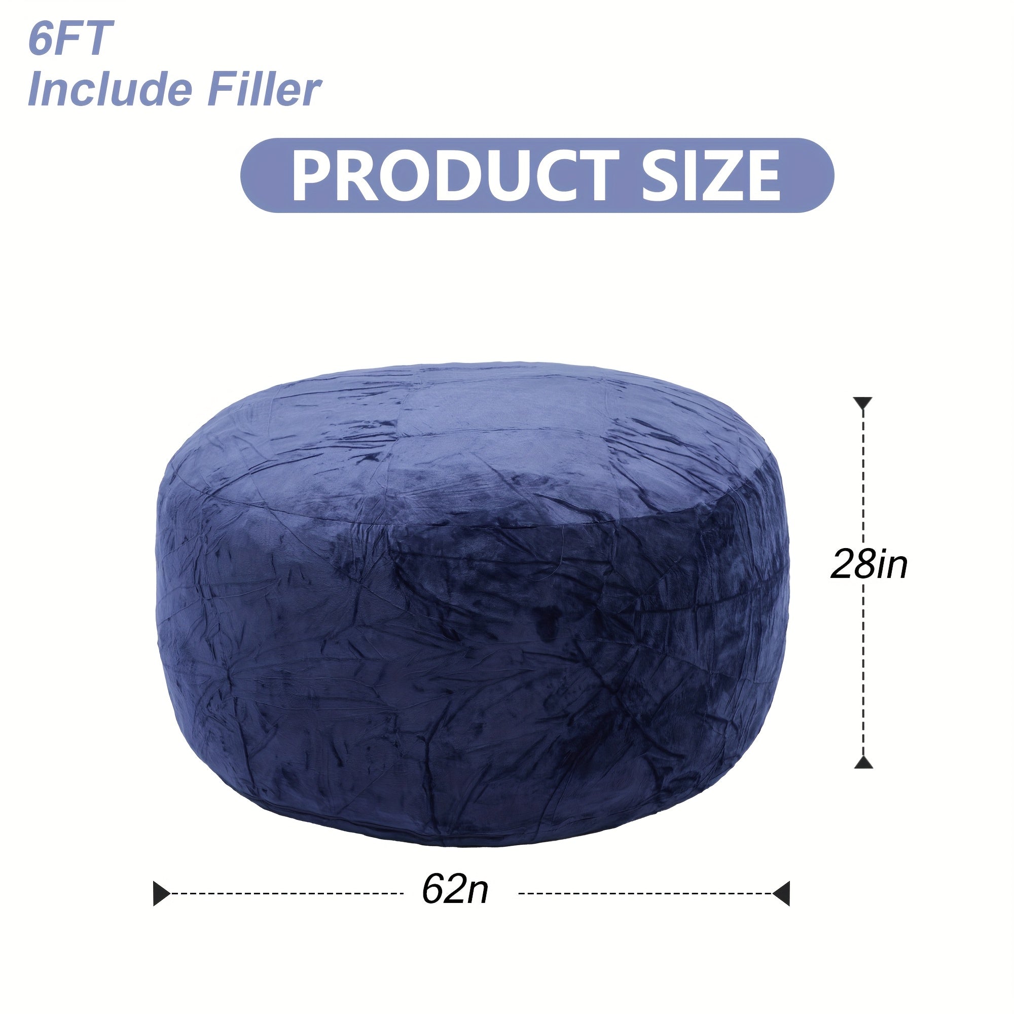 3ft 4ft Bean Bag Chair, 5ft 6ft Giant Bean Bag with Memory Foam Filled Comfy Bean Bag Chairs, for Adults Adult Bean Bag Chair with Dutch Velet Cover for Living Room Bedroom, Apartment, Living Room, Flannel Cover, Machine Washable, Vacuum Packed,