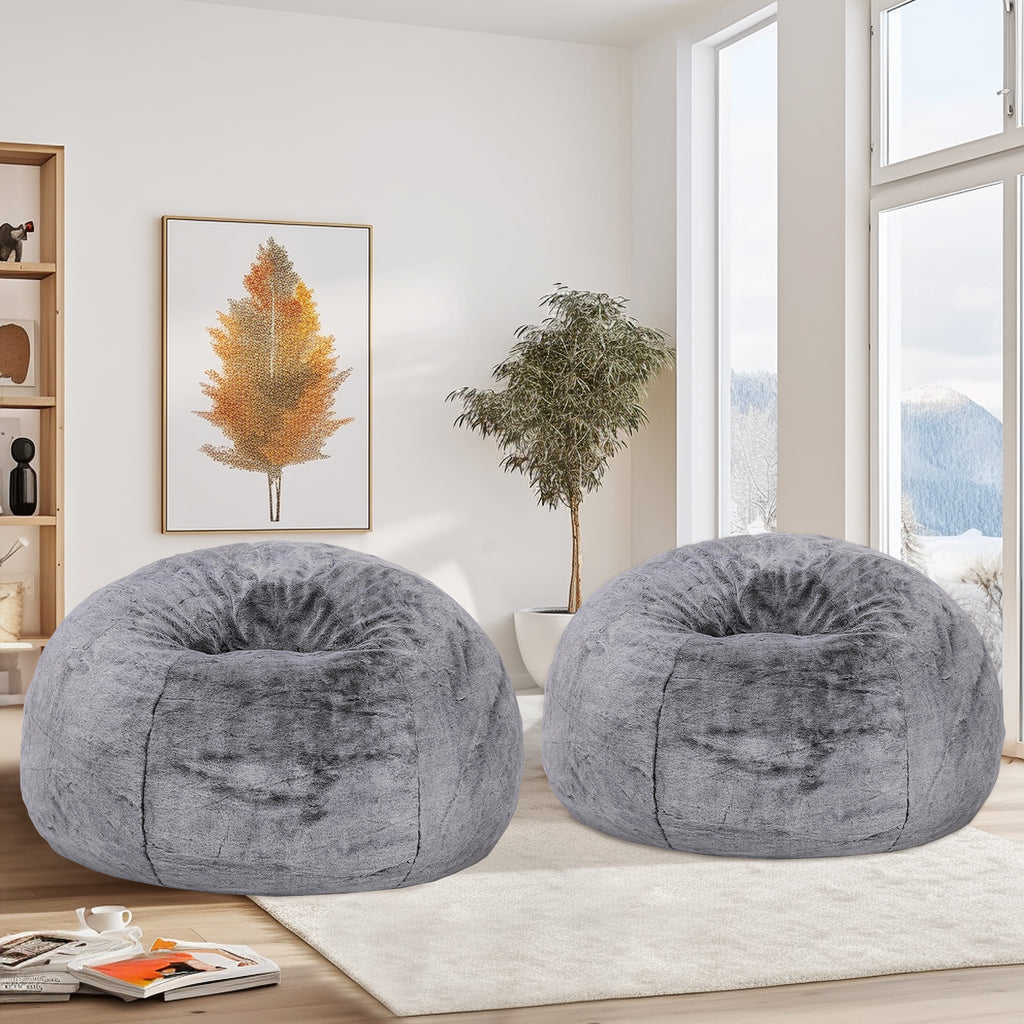 Living Room Bean Bag Chair, Comfy Bean Bag Sofa with Memory Foam, Round Lazy BeanBag Couch for Living Room, Bedroom, Apartment