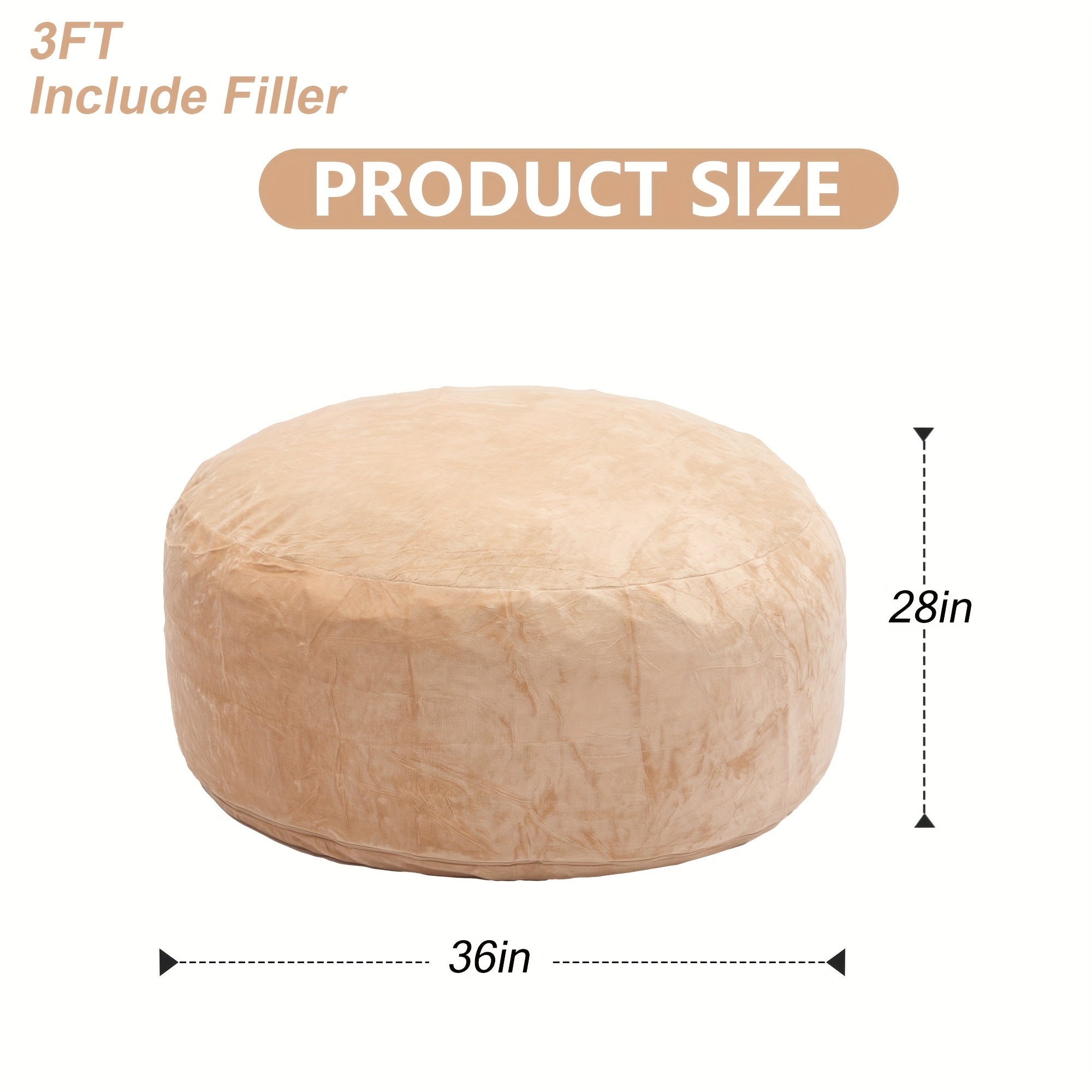 3ft 4ft Bean Bag Chair, 5ft 6ft Giant Bean Bag with Memory Foam Filled Comfy Bean Bag Chairs, for Adults Adult Bean Bag Chair with Dutch Velet Cover for Living Room Bedroom, Apartment, Living Room, Flannel Cover, Machine Washable, Vacuum Packed,
