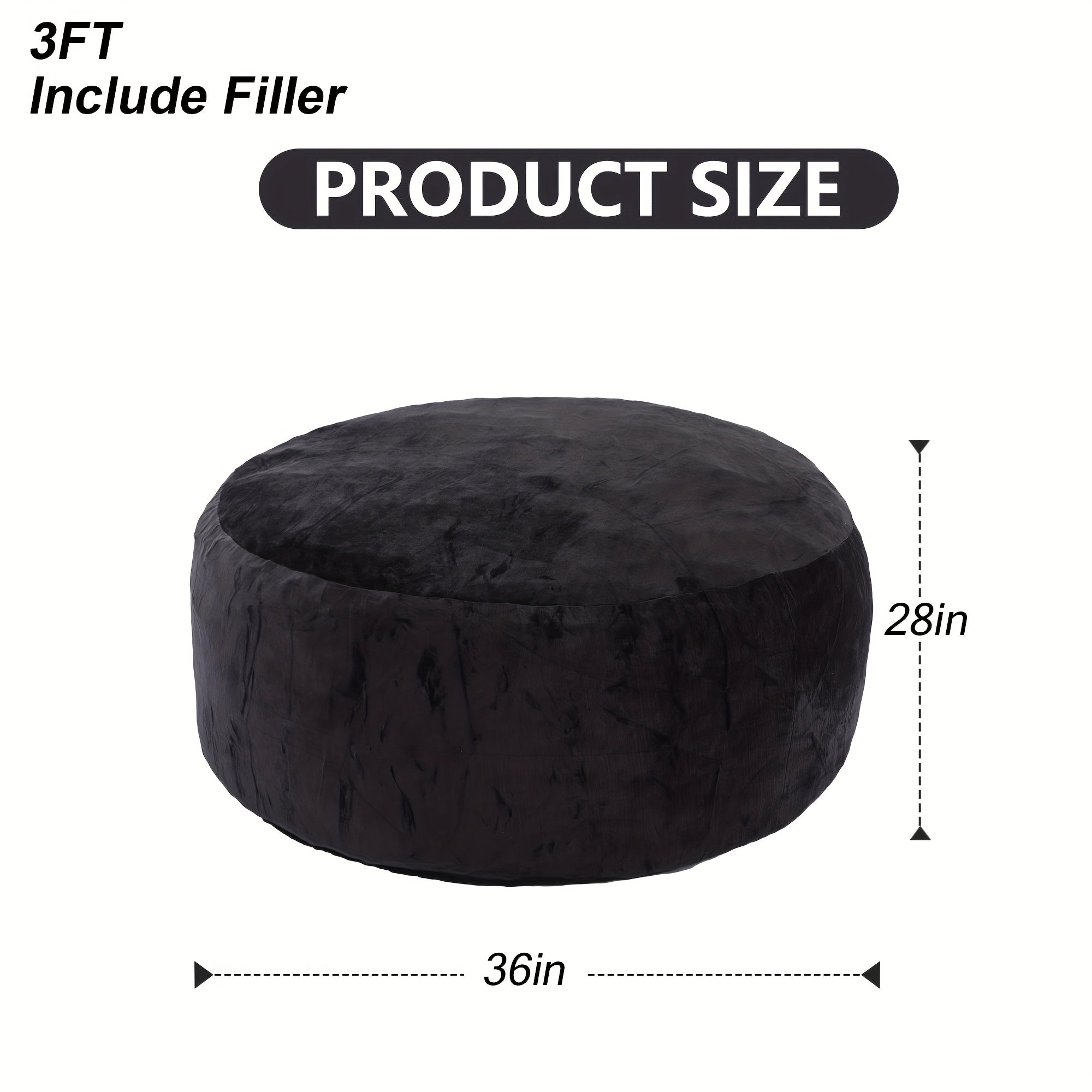 3ft 4ft Bean Bag Chair, 5ft 6ft Giant Bean Bag with Memory Foam Filled Comfy Bean Bag Chairs, for Adults Adult Bean Bag Chair with Dutch Velet Cover for Living Room Bedroom, Apartment, Living Room, Flannel Cover, Machine Washable, Vacuum Packed,