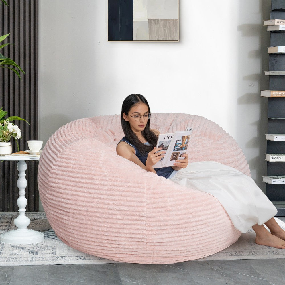 Living Room Bean Bag Chair, Comfy Bean Bag Sofa with Memory Foam, Round Lazy BeanBag Couch for Living Room, Bedroom, Apartment